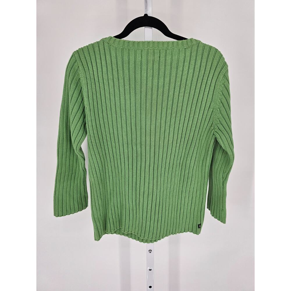 Lauren Ralph Lauren women's green boat neck knitted cotton Sweater Sz L - Picture 4 of 4